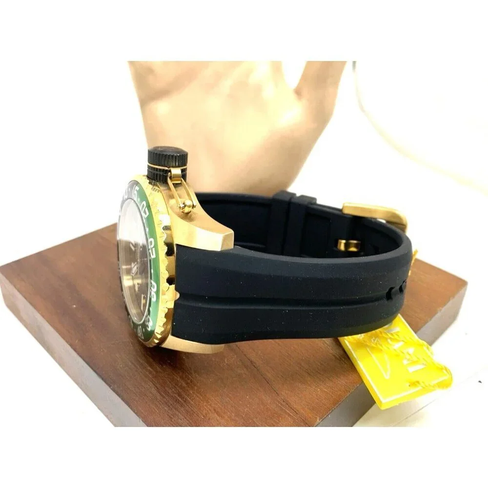 Invicta Men's Watch 35661 Pro Diver Quartz Gold Black Green Bezel Rubber Band